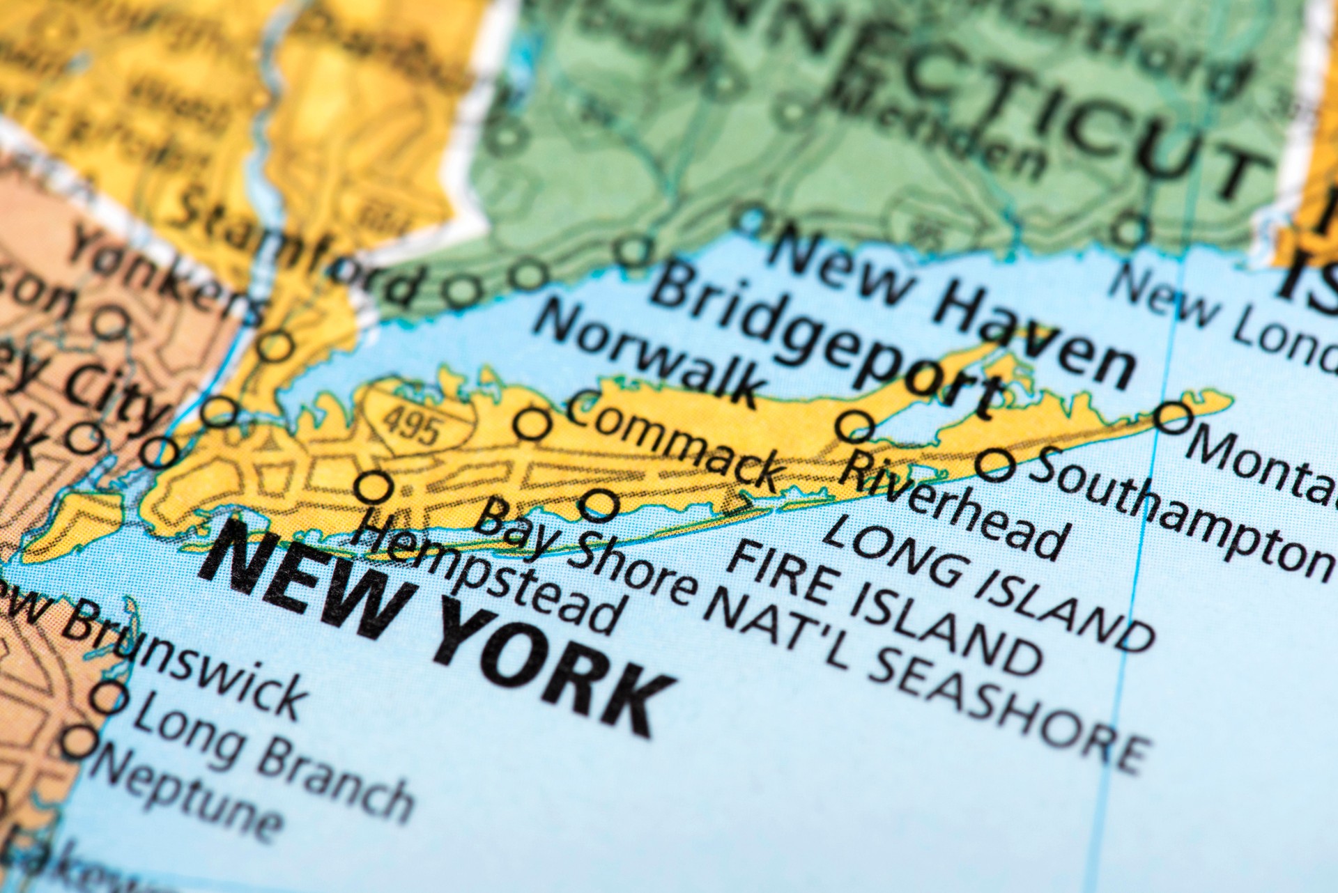 Map of Long Island, New York, USA