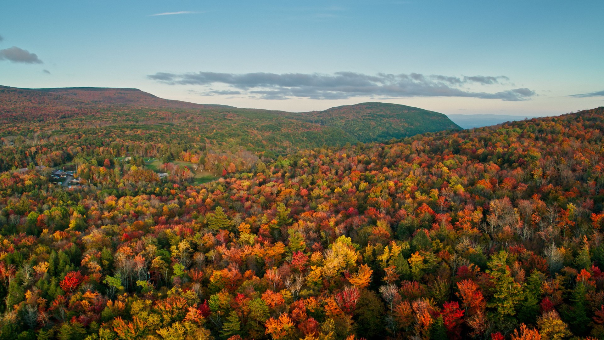 Aerial Shot of Fall Colors in Upstate New York